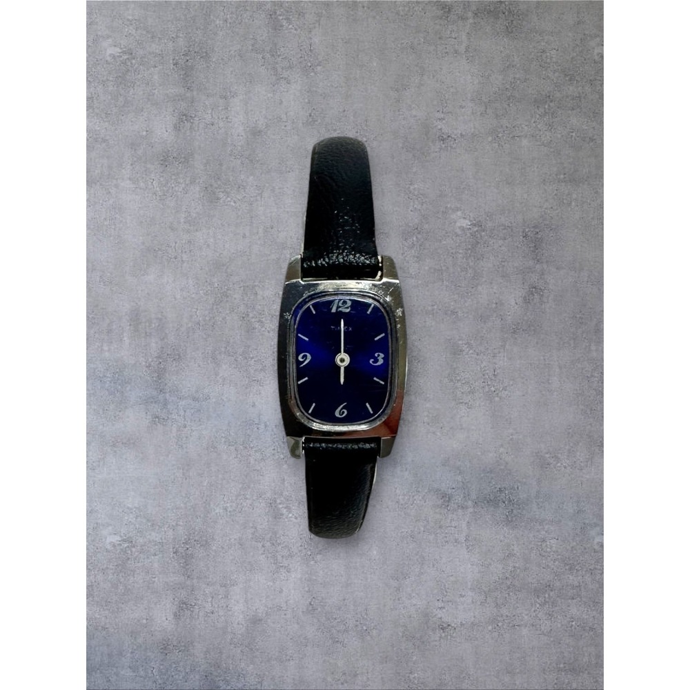 Timex Vintage Manual Wind Watch Womens Blue Parts Repair Rectangular